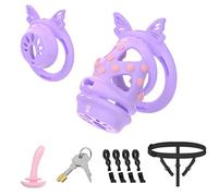 Male Chastity Belt Cock Cage Sex Toys - Large ABS Chastity Devices for Sissy Man Penis Exercise Lightweight Detachable Multi Cage with 4 Silicone Rings Invisible Lock and Urethral Catheter