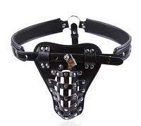 Male Chastity Belt Devices Harness with Lock Cock for Men, Adult Men's Bondage Leather Chastity Lock Pants Underwear, BDSM Self Bondage Fetish Sexy Male Lingerie Sex Toy