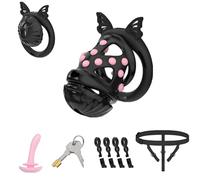 Male Chastity Belt Large Cock Cage with 4 Silicone Rings and Invisible Lock for Man Bondage Play, Lightweight Chastity Cage Set with Urethral Catheter & Soft Nail Adult Sex Toys