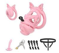 Male Chastity Belt Large Cock Cage with 4 Silicone Rings and Invisible Lock for Man Erection Control & Bondage Play, Lightweight Chastity Cage Set Adult Sex Toys for Men Beginners