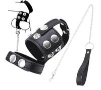 Male Chastity Belts Cock Cage Strap with Chain Rope Leather Sex Bondage Testicle Toys, Restraints Scrotum Set Cock and Ball Ring BDSM Gear & Accessories Penis Punish for Male Couples Adult Toys