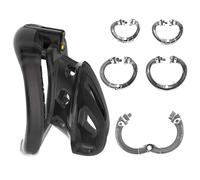 Male Chastity Cage Chastity Device, Open Ring Design with 4 Size Rings and Invisible Lock -A49UK (Black, Short)
