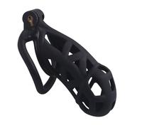 Male Chastity Cage,Cock Cage with 4 Sizes Curved Rings Invisible Lock,Lightweight SM Bondage Gear for Penis Exercise,Adult Sex Toys for Men(Balck,110MM)