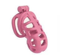 Male Chastity Cage,Cock Cage with 4 Sizes Curved Rings Invisible Lock,Lightweight SM Bondage Gear for Penis Exercise,Adult Sex Toys for Men(Pink,100MM)