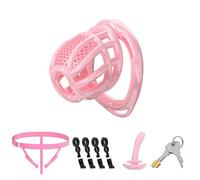 Male Chastity Cage Cock Cage with 6 Adjustable Rings, Lightweight Penis Lock Device for Male Long-Term Bondage Play, Chastity Belt & Invisible Lock Adult BDSM Sex Toys