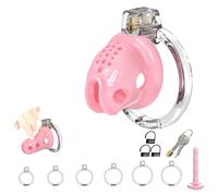 Male Chastity Cage Cock Cage with Soft Silicone Head 6 Cock Rings, Lightweight Penis Lock Device for Male Long-Term Bondage Play, Chastity Belt & Invisible Lock Adult BDSM Sex Toys