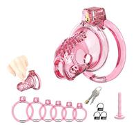 Male Chastity Cage Cock Cage with Soft Silicone Head 6 Cock Rings, Lightweight Penis Lock Device for Male Long-Term Bondage Play, Chastity Belt & Invisible Lock Adult BDSM Sex Toys