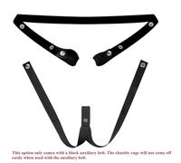 Male Chastity Cage Embedded Small Lock with Soft Silicone Catheter and 4 Size Cock Rings Adult Abstinence Sex Toys(Only-Black-Belt)