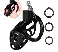 Male Chastity Cage Sex Toys - Lightweight Penis Cage Chastity Device with 3 Sizes Rings and Invisible Lock, Bondage Gear & Accessories Adult Sex Toys for Men Female Adult Toy, Black BDSM Kit