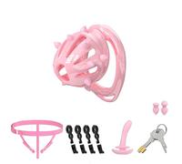 Male Chastity Cage Sex Toys - Lightweight Plastic Chastity Device with 6 Cock Ring & Invisible Lock, Cock Cage Bondage Gear for Penis Exercise Control, Chastity Belt BDSM Sex Toys for Men