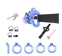 Male Chastity cage with Elastic Band and Invisible Lock, 4 Sizes of Rings, Comfortable Penis cage, Suitable for Long-Term wear A212-uk (Blue+Black:S)