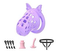 Male Chastity Cage with Elastic Belt & Invisible Lock - Male Chasity Divices with 4 Soft Penis Ring, Lightweight for Man Penis Bondage Auxiliary Belt BDSM Sex Toys Accessories for Long Term Wear