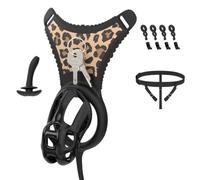 Male Chastity Cage with Silicone Rings Strap and Concealed Lock，Black：L | 6 Ring Sizes, Key Lock Set, Open Design, Smart Control Function