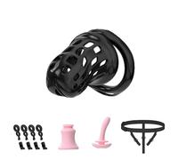 Male Chastity Cage with Urethral Catheter & Invisible Lock - Lightweight Cock Cage Chasity Divices with 6 Penis Ring, Bondage Auxiliary Belt Adult Sex Toys for Man Penis Exercise