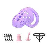 Male Chastity Cage with Urethral Catheter & Invisible Lock - Lightweight Cock Cage Chasity Divices with 6 Penis Ring, Bondage Auxiliary Belt Adult Sex Toys for Man Penis Exercise