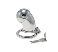 Male Chastity Cock Cage Stainless Steel Penis Ring Bondage Belt Erotic Urethral Lock Catheter Sex Toys for Men 18+ White M-45Mm No Tube