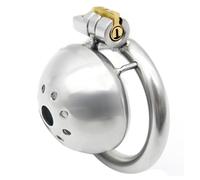 Male Chastity Cock Cage Stainless Steel Penis Ring Bondage Belt Erotic Urethral Lock Catheter Sex Toys for Men 18+ White S-50Mm No Tube