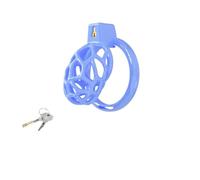 Male Chastity Device Cock Cage Hollow Breathable Chastity Cage for Sissy Men with 6 Sizes Rings Lock Anti-Cheating Sex Toys Blue M