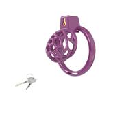 Male Chastity Device Cock Cage Hollow Breathable Chastity Cage for Sissy Men with 6 Sizes Rings Lock Anti-Cheating Sex Toys Purple S
