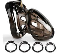 Male Chastity Device Cock Cage- Lightweight Chastity Cage for Men with 4 Sizes Rings Chastity Device Lightweight Vertical Invisible Lock Chastity Cage Adult Sex Toy for Man Black