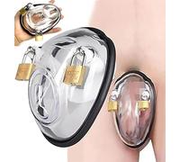 Male Chastity Device Cock Cages Bondage Fully Restraint Bowl Virginity Device Adult Sex Toy for Men Penis Exercise (Transparent)