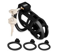 Male Chastity Devices Cock Cage - Chastity Cage Built-in Vertical Invisible Lock Chastity Device with 3 Size Base Rings&2 Keys,Adult Abstinence Penis Bondage Male Sex Toy (L)