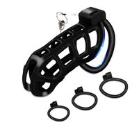 Male Chastity Devices Cock Cage - Chastity Cage Built-in Vertical Invisible Lock Chastity Device with 3 Size Base Rings&2 Keys,Adult Abstinence Penis Bondage Male Sex Toy (XL)