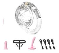 Male Chastity Lock Cock Cage - ABS Sissy Chastity Devices with Invisible Lock 6 Cock Ring, BDSM Elasticity Belt Sex Toys Accessories Comfortable Bondage Penis Cage