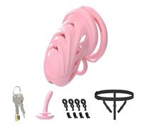 Male Chastity Lock Cock Cage - Silicone Chastity Devices with Soft Nail & Belt Sissy Penis Cage with 6 Cock Ring Invisible Lock and Key, Bondage Gear Sex Toys for Male Anti Erection