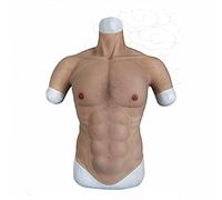 Male Chest Silicone Muscle Suit Realistic Mens Silicone Chest Male Fake Muscle Belly For Cosplay Transgender,Tan