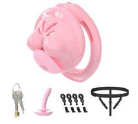 Male Cock Cage Chastity Device - Soft Silicone Chastity Cage with Bondage Strap & Catheter for Man Penis Exercise Comfortable Adult Sex Toy with 6 Sizes Rings Plastic Invisible Lock and Key