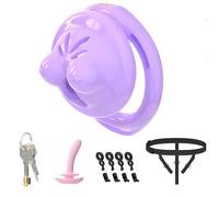 Male Cock Cage Chastity Device - Soft Silicone Chastity Cage with Bondage Strap & Catheter for Man Penis Exercise Comfortable Adult Sex Toy with 6 Sizes Rings Plastic Invisible Lock and Key