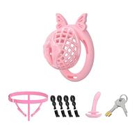 Male Cock Cage Sex Toys - Lightweight Plastic Chastity Device, Chasity Lock Cage Invisible Use with 4 Silicone Cock Rings, Chastity Belt BDSM Sex Toys for Men