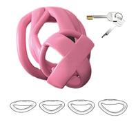 Male Comfortable Chastity Cage Set with 4 Sizes Rings, Male Chastity Device for Cross-Dressing -UKGA11ZP (Pink-S, Same &Cheaper:A)