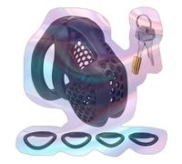 Male Comfortable Honeycomb Protection Cage with 4 Sizes Rings, Black, Practical Practice Cage for Men -UKGA13Z (B:General, Small)