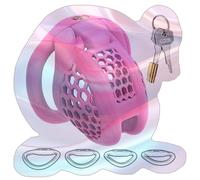 Male Comfortable Honeycomb Protection Cage with 4 Sizes Rings, Pink, Practical Practice Cage for Men -UKGA13Z (B:General, Nano)
