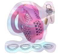 Male Comfortable Honeycomb Protection Cage with 4 Sizes Rings, Pink, Practical Practice Cage for Men -UKGA13Z (B:General, Small)