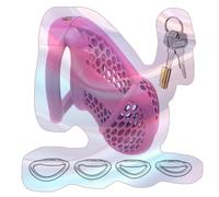 Male Comfortable Honeycomb Protection Cage with 4 Sizes Rings, Pink, Practical Practice Cage for Men -UKGA13Z (B:General, Standard)