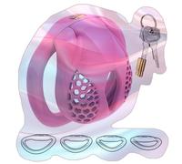 Male Comfortable Honeycomb Protection Cage with 4 Sizes Rings, Pink, Practical Practice Cage for Men -UKGA13Z (B:General, Nub)