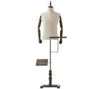 Male Dress Form Mannequin Torso, Adjustable Height Stand with Arms | Adjustable Male Torso Mannequin with Wooden Arms and Metal Stand, Ideal for Clothing Retail Displays and Sewing Projects