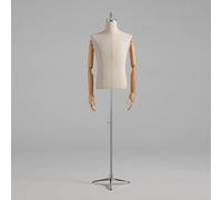 Male Dress Form Mannequin Torso with Adjustable Height and Arms, Triangular Metal Base, Perfect for Store Display and Sewing Projects