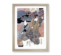 Male & Female Actors By Utagawa Kunisada Asian Japanese Framed Wall Art Print, Ready to Hang Picture for Living Room Bedroom Home Office Décor, Oak A3 (34 x 46 cm)