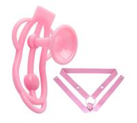 Male Flat Chastity Clips Set for Penis Restraint, Flat Chastity Device with Adjustable Waist Strap -UKGA09ZP (Pink, Same &Cheaper:A)