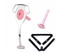 Male Flat Inverted Chastity Device Sex Toy Set with Chastity Belt Negative Sissy Chastity Locked Cock Penis Cage Urethral Catheter Adult SM Bondage for Men
