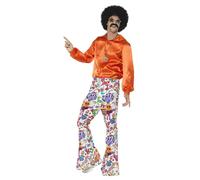 Male Groovy Flared 60s 70s 80s Hippie Festival Disco Fancy Dress Costume