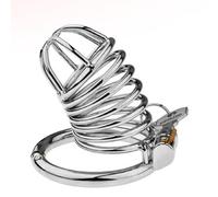 Male Hollow Penis Cage Chastity Cage Snap Ring with Opening and Closing Design Adult Sex Toys Metal Chastity Device Invisible Lock for Man Cock Cage Bondage Gear & Accessories 55mm