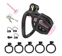 Male Honeycomb Cock Cage with 5 Arc Rings and Urethral Tube, Black, Male Practical Penis Chastity Devices -UKGA37Z (D4B, B:Same &Cheaper)