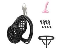 Male Lightweight Chastity Device Cock Cage, Realistic Chastity Cage for Sissy Penis Exercise Bondage Gear Elasticity Belt Adult Sex Toy with 6 Cock Rings Invisible Lock and Key