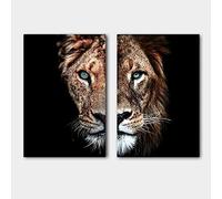 Male Lion and Lioness Canvas Paintings On The Wall Art Print Black White Pictures Posters and Prints for Room Decorative 60x80cmx2 Frameless