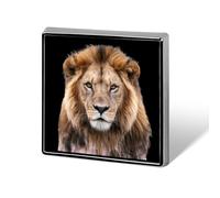 Male Lion Square Metal Badges Decorative Brooches